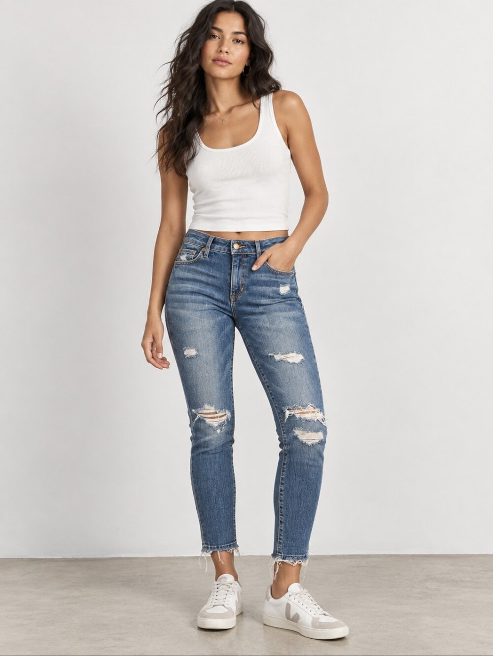 ❤ JOE'S DISTRESSED SKINNY ANKLE JEANS IN MAYRA WASH, 6 (28)